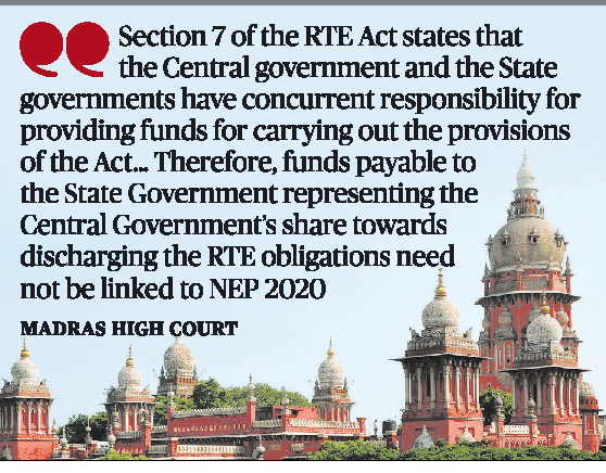 Madras High Court on RTE Funds and NEP Dispute